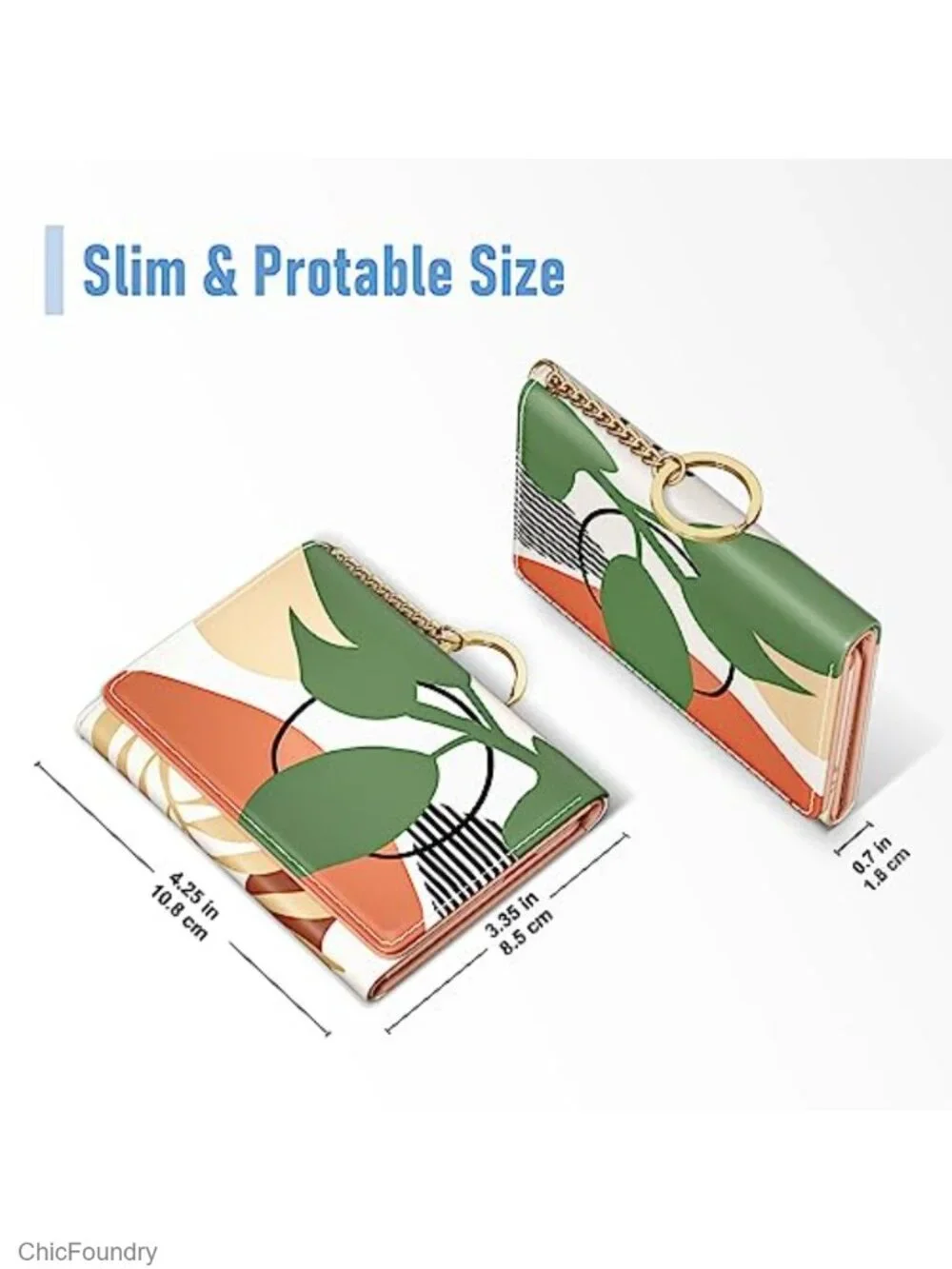 Slim Tri-Fold RFID Blocking Faux Leather Wallet for Women with 7 Card Slots